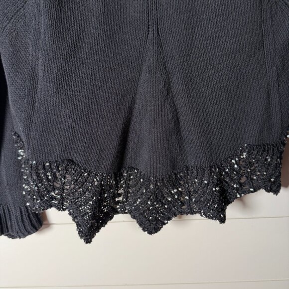 D. Exterior Black Open Front Cardigan with Embellishments Size Large - Picture 4 of 9